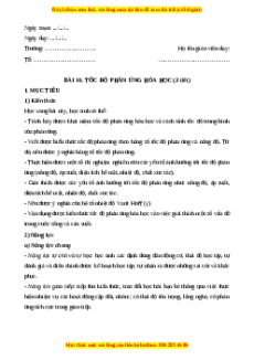 Giáo án Bài 16: Tốc độ phản ứng hóa học Hóa học 10 Cánh diều