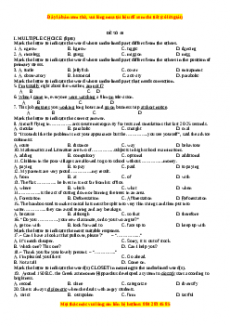 Đề thi trắc nghiệm Tiếng anh 10 năm 2022 - 2023 (Đề 40)