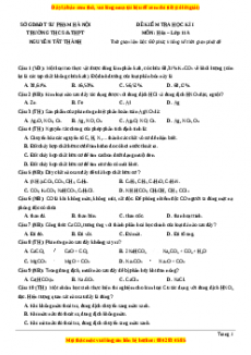 Đề thi học kì I Hóa lớp 11 trường THPT Nguyễn Tất Thành - Hà Nội