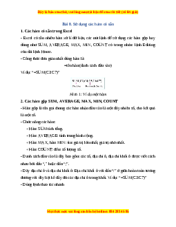 Lý thuyết Bài 8: Sử dụng các hàm có sẵn