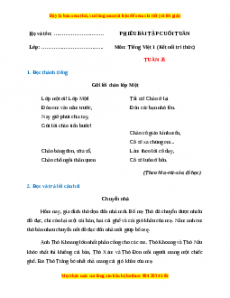Bài tập cuối tuần Tiếng việt lớp 1 Tuần 35 Kết nối tri thức (có lời giải)
