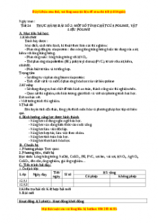 Giáo án Hóa 12 học kì I Tiết 24: Thực hành bài số 2: Một số tính chất của Polime, vật liệu Polime