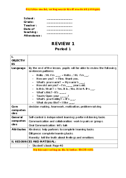 Giáo án Review 1 Tiếng anh 3 global success