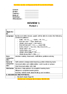 Giáo án Review 1 Tiếng anh 3 global success