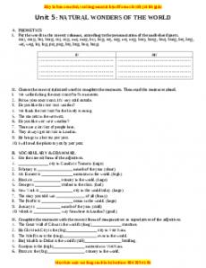 Bài tập Unit 5: NATURAL WONDERS OF THE WORLD - Giáo viên Lưu Hoằng Trí đầy đủ đáp án