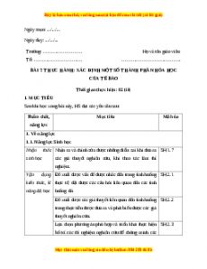 Giáo án Sinh học 10 Bài 7 (Chân trời sáng tạo): Thực hành Xác định một số thành phần hóa học của tế bào