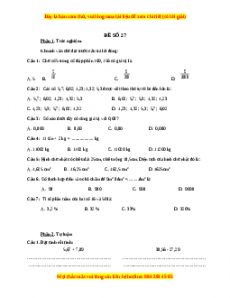 Bộ đề thi Toán 5 học kì 1 năm 2022 - 2023 - Đề 27