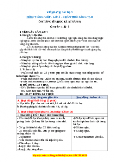 Giáo án Ôn tập giữa học kì I (Tiết 5) Tiếng việt 3 Chân trời sáng tạo