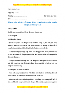 Giáo án Sinh học 7 Kết nối tri thức Bài 41: Một số yếu tố ảnh hưởng và điều hòa, điều khiển sinh sản ở sinh vật