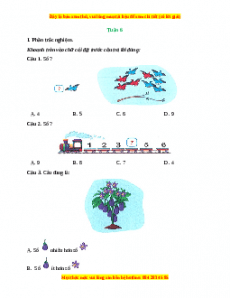 Phiếu bài tập cuối tuần Toán lớp 1 Tuần 6 Kết nối tri thức
