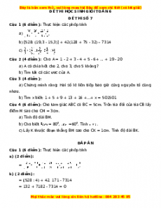Đề chọn HSG môn Toán 6 năm 2022 - 2023 có đáp án ( Đề 7 )