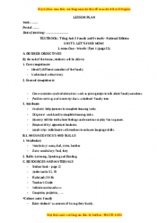 Giáo án Unit 3 Tiếng anh 3 family and friends