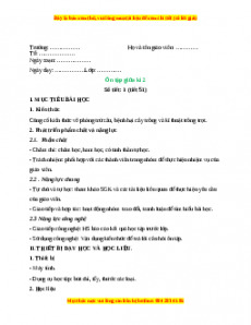 Giáo án Công nghệ 10 (Kết nối tri thức) Bài Ôn tập giữa kì 2