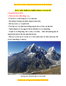 Lý thuyết Địa lý 7 Cánh diều Bài 17: Đặc điểm tự nhiên Trung và Nam Mỹ