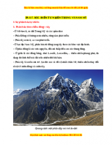 Lý thuyết Địa lý 7 Cánh diều Bài 17: Đặc điểm tự nhiên Trung và Nam Mỹ