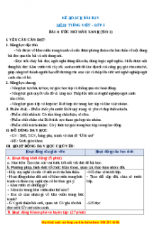 Giáo án Ước mơ màu xanh Tiếng việt 3 Chân trời sáng tạo