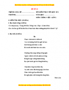 Đề thi học kì 1 Tiếng Việt lớp 2 Cánh diều - Đề 10