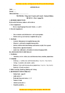 Giáo án Review 1 Tiếng anh 3 family and friends