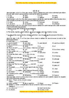 Đề thi trắc nghiệm Tiếng anh 10 năm 2022 - 2023 (Đề 16)