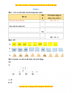 Bài tập cuối tuần Toán lớp 3 Tuần 1 Chân trời sáng tạo (có lời giải)