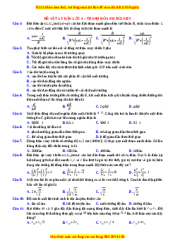 Đề thi thử Vật lí trường Hậu lộc 1 - Thanh Hóa năm 2023