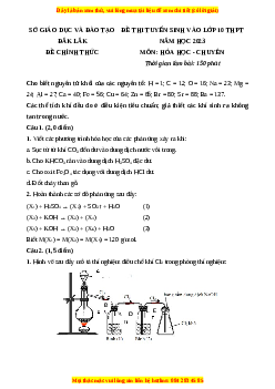Đề thi vào 10 môn Hóa học năm 2023 - Trường THPT  Chuyên Đắk Lắk