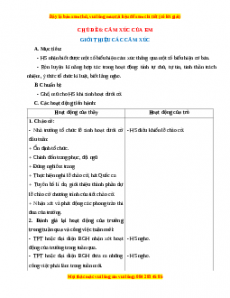 Giáo án Cảm xúc của em HĐTN 1 Chân trời sáng tạo