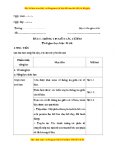 Giáo án Sinh học 10 Bài 17 (Chân trời sáng tạo): Thông tin giữa các tế bào
