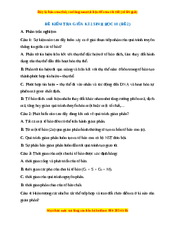 Đề thi giữa kì 2 Sinh học 10 Cánh diều (Đề 2)