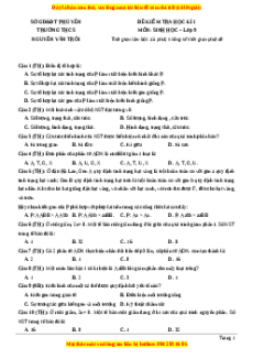 Đề thi học kì 1 Sinh học 9 năm 2023 trường THCS Nguyễn Văn Trỗi - Phú Yên
