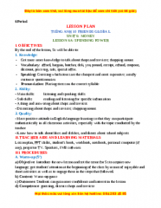 Giáo án Unit 6: Money Tiếng Anh 10 Friends global