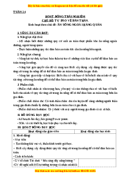 Giáo án Tuần 24: Ăn uống ngoài hàng quán Hoạt động trải nghiệm 3 Kết nối tri thức