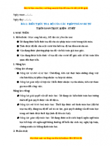 Giáo án Biểu thức tọa độ của các phép toán Vectơ Toán 10 Cánh diều