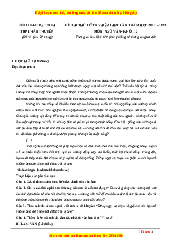 Đề thi thử Ngữ văn trường Hàn Thuyên - Bắc Ninh lần 1 năm 2023