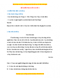 Đề thi giữa kì 2 Tiếng Việt lớp 2 Cánh diều (Đề 4)