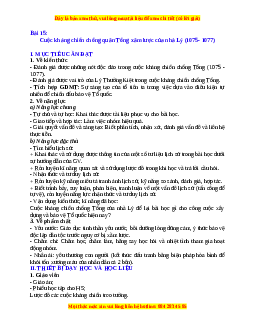 Giáo án Bài 15 Lịch sử 7 Cánh diều (2024): Cuộc kháng chiến chống quân Tống xâm lược của nhà Lý (1075- 1077)