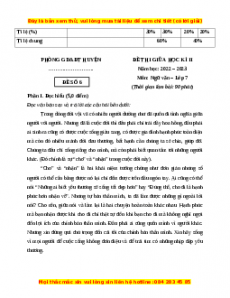 Đề thi giữa học kì 2 Ngữ Văn 7 Chân trời sáng tạo (Đề 6)