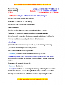 Giáo án Unit 3: Community service Tiếng Anh 7 Global success