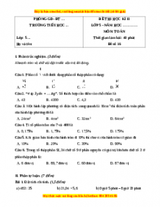 Đề thi cuối kì 2 Toán lớp 5 năm 2023 (Đề 16)