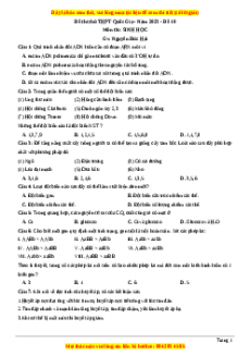 Đề thi thử THPT Quốc Gia môn Sinh học có đáp án ( đề 10 ) - thầy Nguyễn Đức Hải
