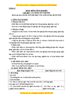 Giáo án HĐTN lớp 3 Tuần 27 Cánh diều: Giữ gìn nhà cửa gọn gàng, ngăn nắp