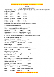 Test 20 - Bộ đề bồi dưỡng học sinh giỏi tiếng Anh toàn diện lớp 6 - Giáo viên Linh Đan