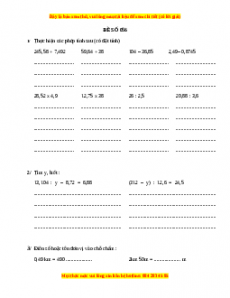 Bộ đề thi Toán 5 học kì 2 năm 2022 - 2023 - Đề 56