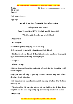 Giáo án Hoạt động trải nghiệm 7 Cánh diều Chủ đề 3: Thầy cô - Người bạn đồng hành