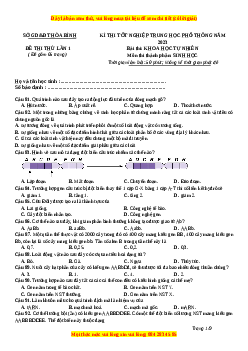 Đề thi thử Sinh học Sở Hòa Bình lần 1 năm 2023