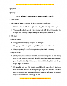 Giáo án Hệ thức lượng trong tam giác Toán 10 Kết nối tri thức