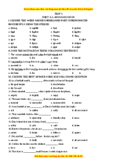 Test 3 - Bộ đề bồi dưỡng học sinh giỏi tiếng Anh toàn diện lớp 6 - Giáo viên Linh Đan