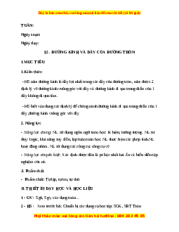 Giáo án Đường kính và dây của đường tròn Toán 9 Học kì 1