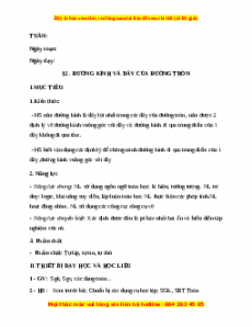 Giáo án Đường kính và dây của đường tròn Toán 9 Học kì 1