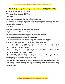 Lý thuyết Lịch sử 7 Cánh diều Bài 15: Cuộc kháng chiến chống quân Tống xâm lược của nhà Lý (1075-1077)